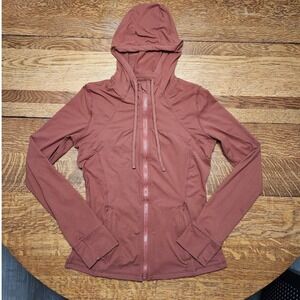 Womens Terracotta Athletic Full Zip Hoodie Thumbholes Mesh Back Vent Size M F73